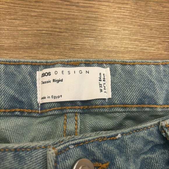 ASOS DESIGN Classic Rigid Jeans Light Stone Wash Blue Men’s 33”X34” NEW - Picture 6 of 8